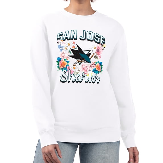 Women's G-III 4Her by Carl Banks White San Jose Sharks Flower Logo Pullover Sweatshirt