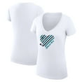 thumbnail image 1 of Women's G-III 4Her by Carl Banks White San Jose Sharks Heart V-Neck Fitted T-Shirt, 1 of 3