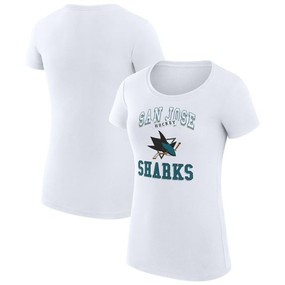 Women's G-III 4Her by Carl Banks White San Jose Sharks Super-Slim Fit Lightweight Team Logo Graphic T-Shirt