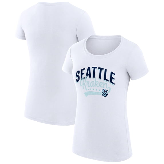 Women's G-III 4Her by Carl Banks White Seattle Kraken Super-Slim Fit Lightweight Filigree Logo T-Shirt
