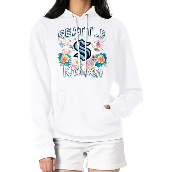 Women's G-III 4Her by Carl Banks White Seattle Kraken Flower Logo Pullover Hoodie