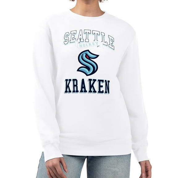 Women's G-III 4Her by Carl Banks White Seattle Kraken Team Logo Tri-Blend Fleece Pullover Sweatshirt