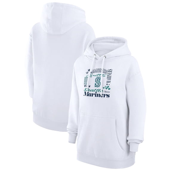 Women's G-III 4Her by Carl Banks White Seattle Mariners Collage Team Graphic Fleece Pullover Hoodie