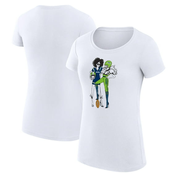 Women's G-III 4Her by Carl Banks White Seattle Seahawks Football Girls Graphic Fitted T-Shirt