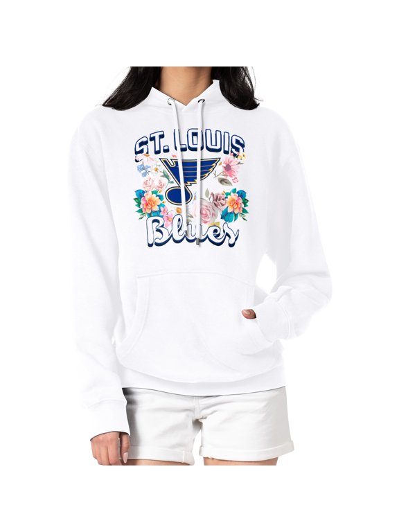 Women's G-III 4Her by Carl Banks White St. Louis Blues Flower Logo Pullover Hoodie