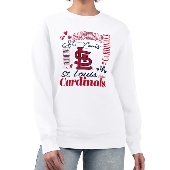 Women's G-III 4Her by Carl Banks White St. Louis Cardinals Collage Team Graphic Fleece Pullover Hoodie