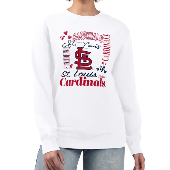 Women's G-III 4Her by Carl Banks White St. Louis Cardinals Collage Team Graphic Fleece Pullover Hoodie