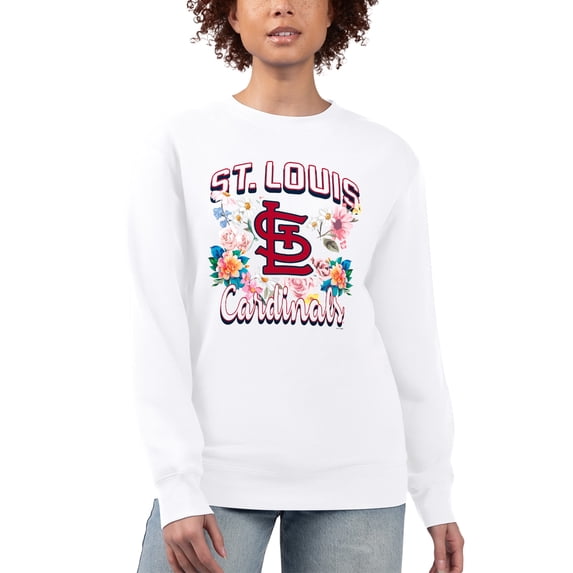 Women's G-III 4Her by Carl Banks White St. Louis Cardinals Flowers Graphic Pullover Sweatshirt
