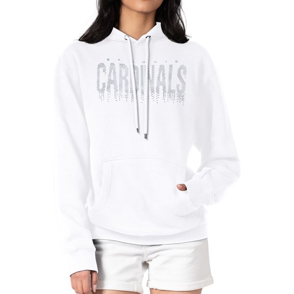Women's G-III 4Her by Carl Banks White St. Louis Cardinals Metallic Drop Fleece Hoodie
