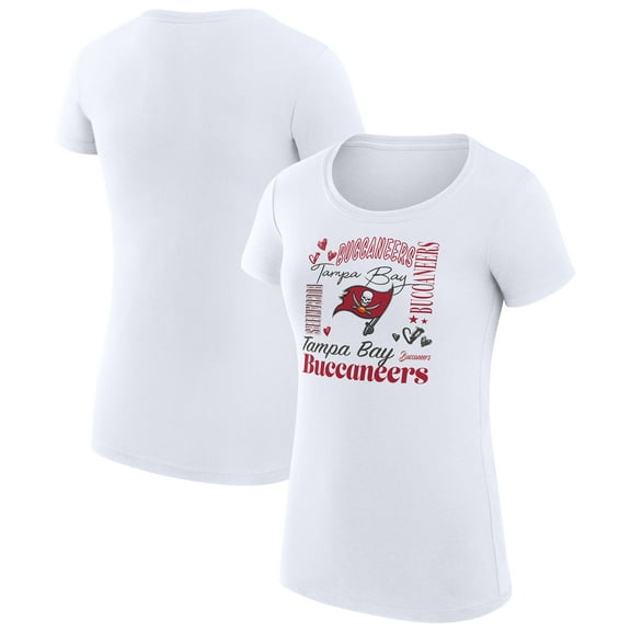 Women's G-III 4Her by Carl Banks  White Tampa Bay Buccaneers Super-Slim Fit Lightweight Collage Team T-Shirt