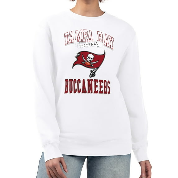 Women's G-III 4Her by Carl Banks White Tampa Bay Buccaneers Team Logo Graphic Tri-Blend Pullover Sweatshirt