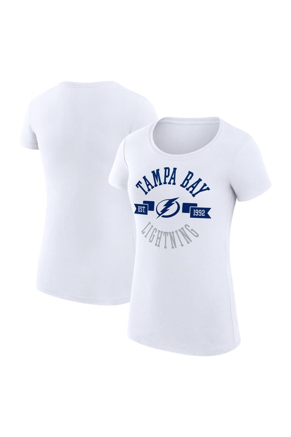 Women's G-III 4Her by Carl Banks White Tampa Bay Lightning Super-Slim Fit Lightweight City Graphic Sport Crewneck