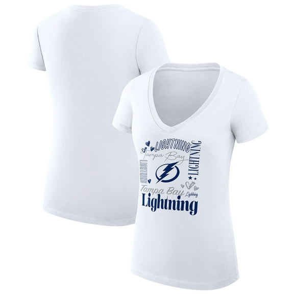 Women's G-III 4Her by Carl Banks White Tampa Bay Lightning Super-Slim Fit Lightweight Collage Team Graphic T-Shirt