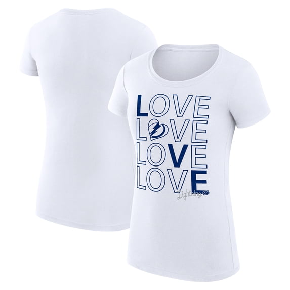 Women's G-III 4Her by Carl Banks White Tampa Bay Lightning Super-Slim Fit Lightweight Hockey Love T-Shirt