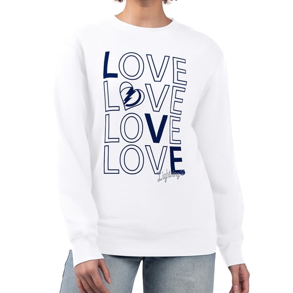 Women's G-III 4Her by Carl Banks White Tampa Bay Lightning Lots Of Love Team Logo Graphic Pullover Sweatshirt