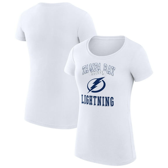 Women's G-III 4Her by Carl Banks White Tampa Bay Lightning Super-Slim Fit Lightweight Team Logo Graphic T-Shirt