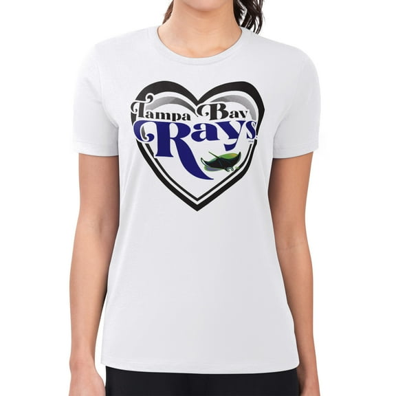 Women's G-III 4Her by Carl Banks  White Tampa Bay Rays Super-Slim Fit Lightweight Double Heart T-Shirt