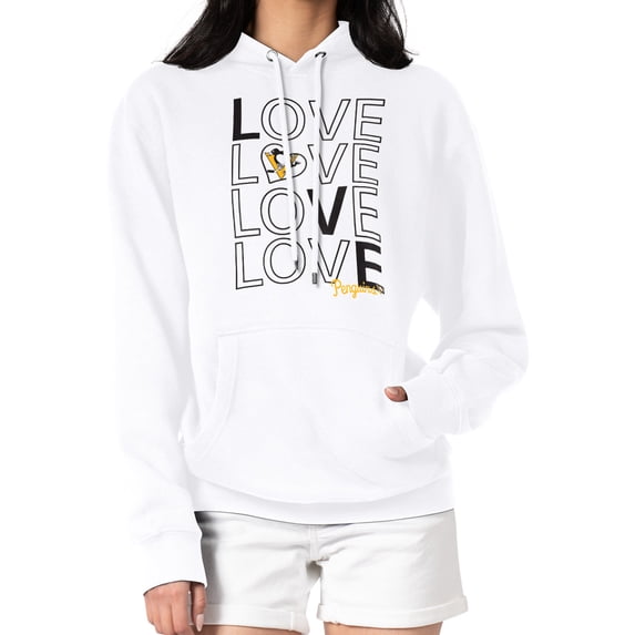 Women's G-III 4Her by Carl Banks White Pittsburgh Penguins Hockey Love Fleece Pullover Hoodie