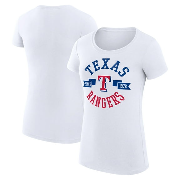 Women's G-III 4Her by Carl Banks White Texas Rangers Super-Slim Fit Lightweight City Graphic T-Shirt