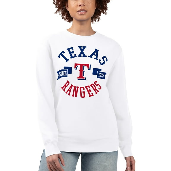 Women's G-III 4Her by Carl Banks White Texas Rangers Team Logo Fleece Pullover Sweatshirt