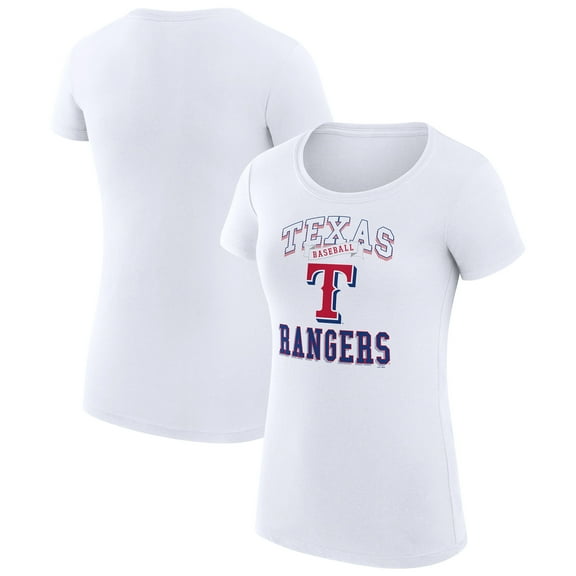 Women's G-III 4Her by Carl Banks White Texas Rangers Super-Slim Fit Lightweight Team Logo Graphic T-Shirt