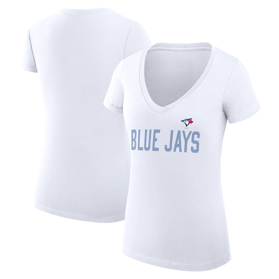 Women's G-III 4Her by Carl Banks White Toronto Blue Jays Dot Print V-Neck Fitted T-Shirt