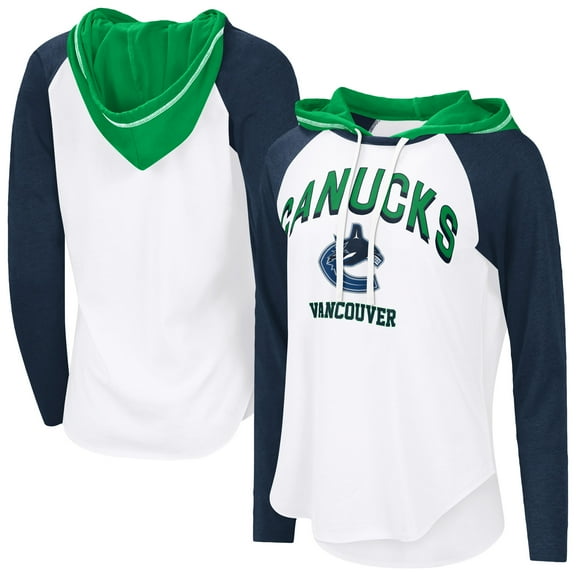 Women's-G-III 4Her by Carl Banks  White Vancouver Canucks VIP Raglan Long Sleeve Hoodie T-Shirt
