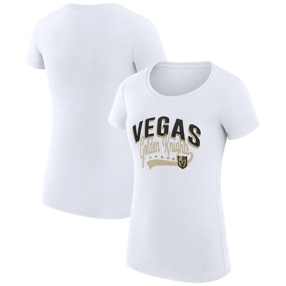 Women's G-III 4Her by Carl Banks White Vegas Golden Knights Super-Slim Fit Lightweight Filigree Logo T-Shirt