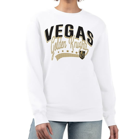 Women's G-III 4Her by Carl Banks  White Vegas Golden Knights Filigree Team Graphic Fleece Pullover Sweatshirt