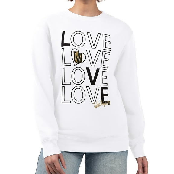 Women's G-III 4Her by Carl Banks  White Vegas Golden Knights Lots Of Love Team Logo Graphic Pullover Sweatshirt