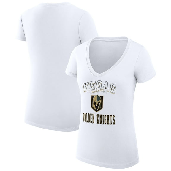 Women's G-III 4Her by Carl Banks White Vegas Golden Knights Super-Slim Fit Lightweight Team Logo Graphic V-Neck T-Shirt