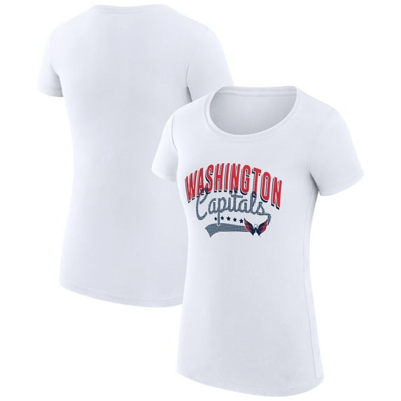 Women's G-III 4Her by Carl Banks White Washington Capitals Super-Slim Fit Lightweight Filigree Logo T-Shirt