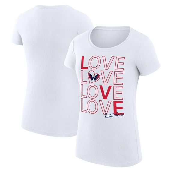 Women's G-III 4Her by Carl Banks White Washington Capitals Hockey Love Fitted T-Shirt