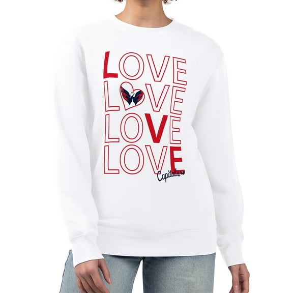 Women's G-III 4Her by Carl Banks White Washington Capitals Lots Of Love Team Logo Graphic Pullover Sweatshirt