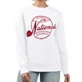 thumbnail image 1 of Women's G-III 4Her by Carl Banks White Washington Nationals Distressed Baseball Team Fleece Pullover Sweatshirt, 1 of 2