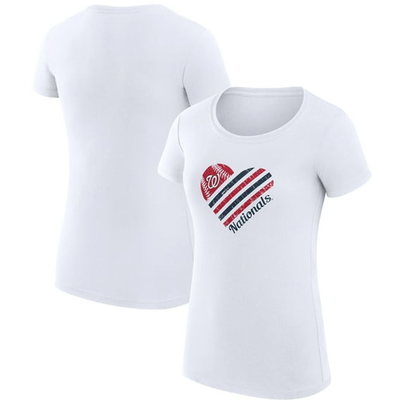 Women's G-III 4Her by Carl Banks White Washington Nationals Heart Graphic Fitted T-Shirt