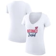 thumbnail image 1 of Women's G-III 4Her by Carl Banks  White Washington Nationals Team Graphic V-Neck Fitted T-Shirt, 1 of 3