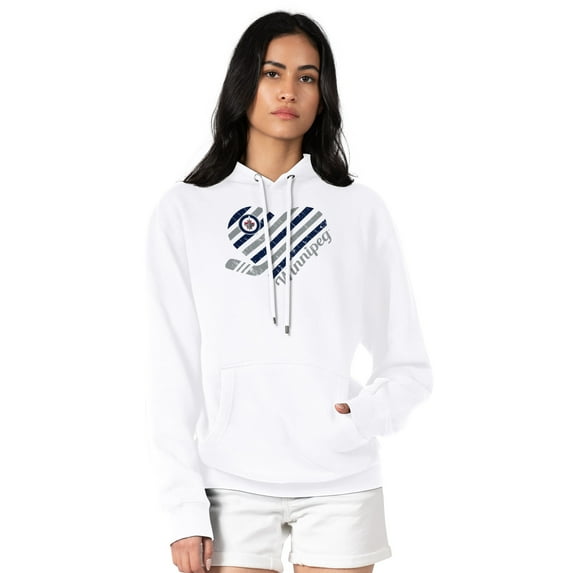 Women's G-III 4Her by Carl Banks White Winnipeg Jets Heart Pullover Hoodie