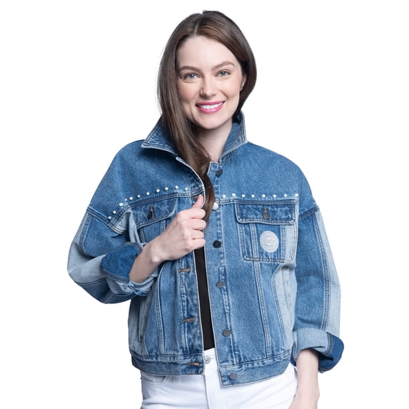 Women's G-III Sports by Carl Banks Chicago Cubs Victory Oversized Button-Up Denim Jacket