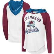 Women's G-III Sports by Carl Banks White/Burgundy Colorado Avalanche MVP Raglan Lightweight Hooded T-Shirt