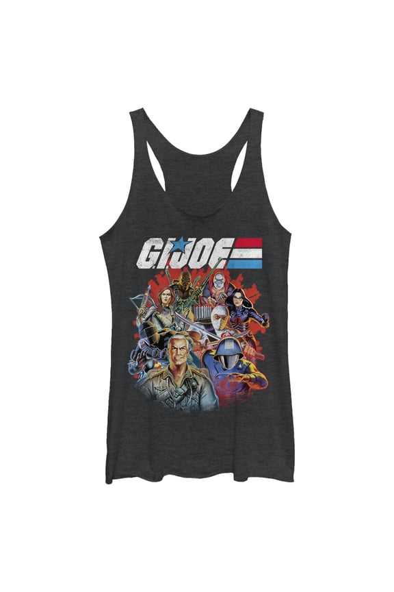Women's GI Joe Group Shot Racerback Tank Top Black Heather 2X Large