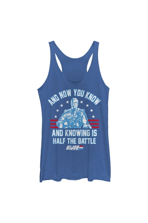 Women's GI Joe Knowing Is Half the Battle Racerback Tank Top Royal Blue Heather Medium