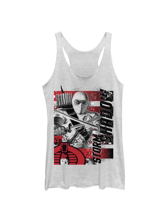 Women's GI Joe Storm Shadow Portrait Racerback Tank Top White Heather Large