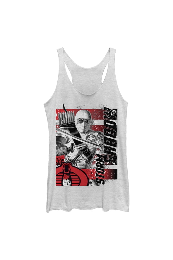 Women's GI Joe Storm Shadow Portrait  Racerback Tank Top White Heather Large