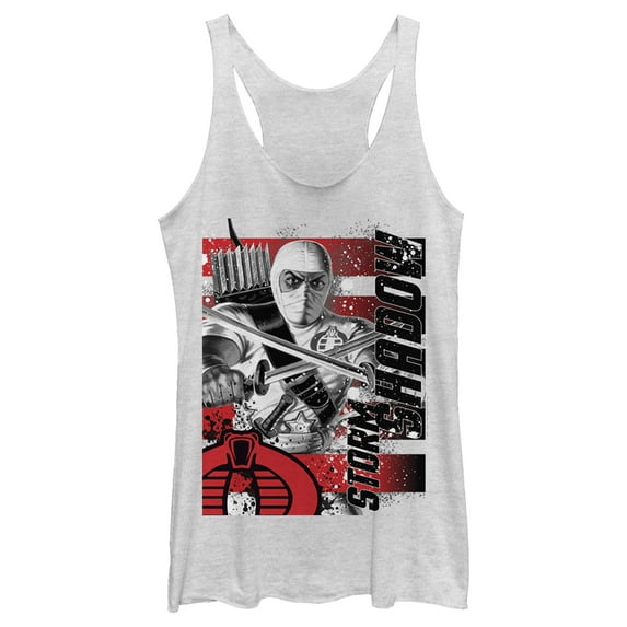 Women's GI Joe Storm Shadow Portrait Racerback Tank Top White Heather Small