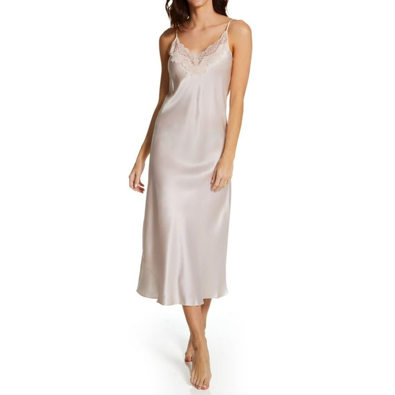 Women s GINIA GPM401 Silk Sleep Slip with Lace Petal Pink M