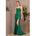 thumbnail image 1 of Women's GLS Gloria Fitted Bodycon Lace Up Back Jersey Gown Gl3141 Emerald Green Size L, 1 of 4