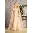 thumbnail image 1 of Women's GLS Gloria Gl3494 Embellished Cape Sleeve A-line Evening Elegant Gown New Collection Champagne Goldish Beige Size XL, 1 of 4