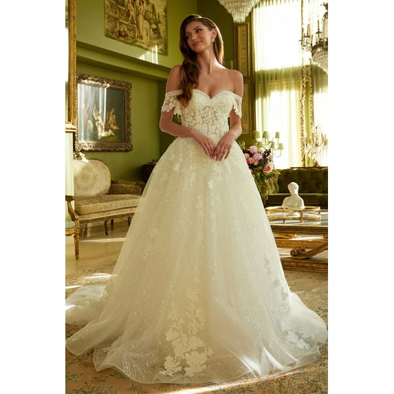 Women's GLS Gloria Off Shoulder Bridal Ball Gown Gl3602 White Size L