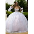 thumbnail image 1 of Women's GLS Gloria Pink and Blue Quinceanera Dress 3D Floral Ball Gown Gl3570 Size S Blue/pink, 1 of 3